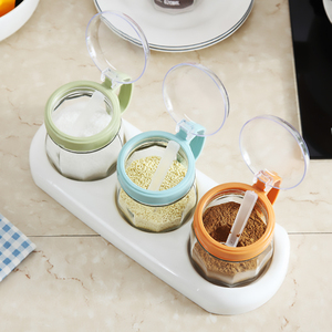 Vendita calda 350ml 3-in-1 Set di contenitori per condimenti da cucina Sale <span class=keywords><strong>zucchero</strong></span> speziato barattolo di <span class=keywords><strong>vetro</strong></span> per condimento per la conservazione degli alimenti - Product Image 2
