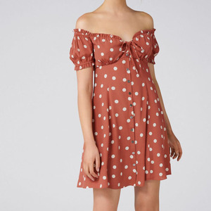 Las mujeres Sexy dulce calle desgaste impresa botón Mini vestido - Product Image 2