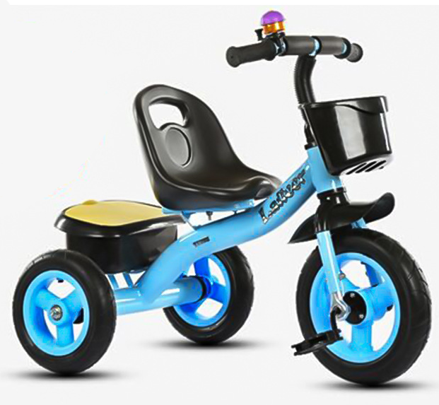 Triciclo Evolutivo Para Niños Con Bastón Dirigible Y Timbre Color Azul