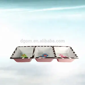 Proveedor de China Venta caliente tres compartimento plato de melamina placa
