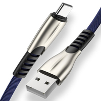 Toptan ağır çinko alaşım düz şehriye Denim Sync veri kablosu şarj tipi C mikro USB şarj aleti kablosu için Galaxy S Android
