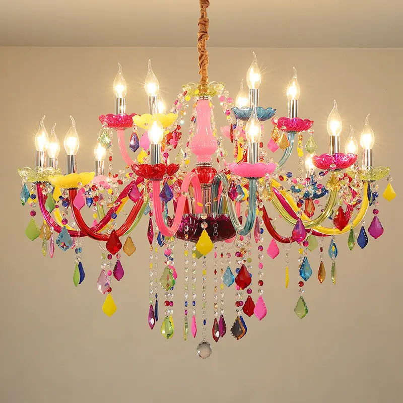 Candelabros coloridos modernos y contemporáneos para niños, iluminación colgante de lujo, lámpara colgante de banquete