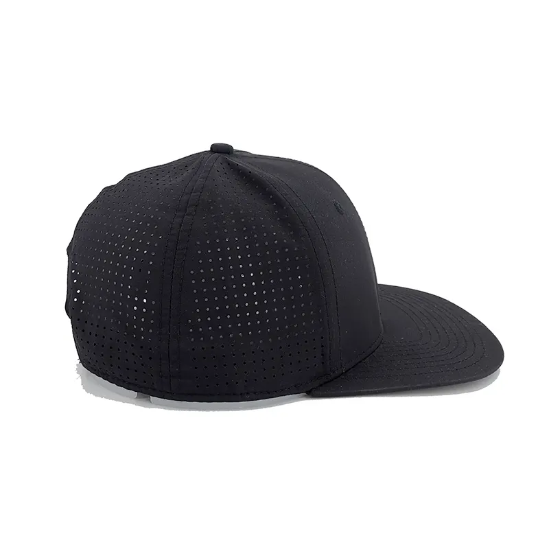 Özel poli performans delik şapka, kuru fit poli performans kap, boş performans düz baskılı snapback şapka