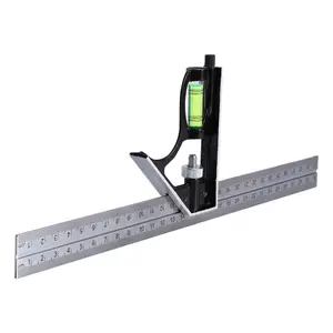 Combination Square Angle Ruler 45/90 Degree Adjustable Sliding Engineer Level Measuring Tools Right Angle Ruler Try