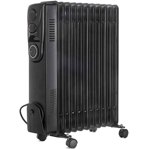 Radiateur électrique 500 w en noir, 2,5 kw, 11 fin, rempli d'huile, avec minuterie de 24 heures, pour chambre