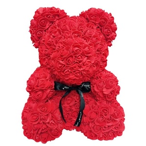 Venta al por mayor hecho <span class=keywords><strong>a</strong></span> mano Artificial regalos de San Valentín Rosa oso de peluche flor en forma de jabón - Product Image 1