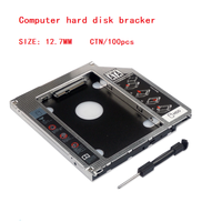 Aluminium Universal SATA Antarmuka 12.7mm 2.5 "Hard Disk Drive Case Laptop CD/DVD 2nd SSD HDD Optibay Caddy
