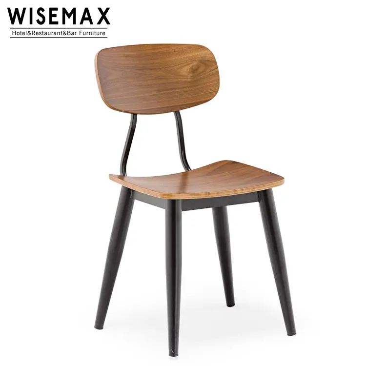 WISEMAX Chaise de salle à manger moderne en acier cintré style vintage Chaise de restaurant Sean en métal contreplaqué pour bar et café à vendre