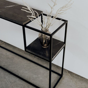 <span class=keywords><strong>Table</strong></span> de <span class=keywords><strong>Console</strong></span> Rectangle en fer, de style nordique et moderne, avec un Design en marbre naturel permettant de gagner de l'espace - Product Image 4