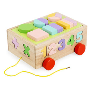 2019 child 15 PCs hole mathematics wooden shape bulling block car educational toys children play toys - Product Image 5
