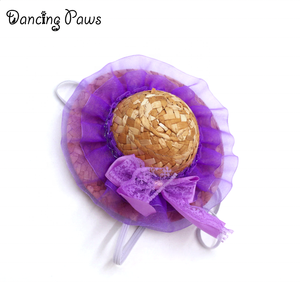 Natürliche handgemachte Katze Strohhut Hund Frühling und Sommer Hut Welpen Haustier Zubehör - Product Image 2