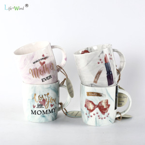 Venta al por mayor del día de la madre regalo <span class=keywords><strong>para</strong></span> adultos eco hueso porcelana esmaltada taza de café de té barato taza de mármo - Product Image 2