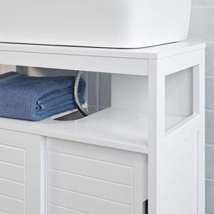 <span class=keywords><strong>Meuble</strong></span> de salle de bain <span class=keywords><strong>sous</strong></span> évier blanc avec étagère et vanités de salle de bain à double <span class=keywords><strong>porte</strong></span> <span class=keywords><strong>coulissante</strong></span> en bois - Product Image 3