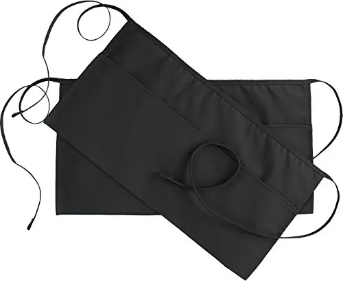 High quality sublimation 3 pockets black waist apron spun polyester retro apron for kitchen