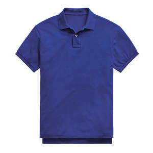 En blanco de Color azul ajuste personalizado dos cuello botones <span class=keywords><strong>desigual</strong></span> Split dobladillo Mans camiseta de Polo - Product Image 3