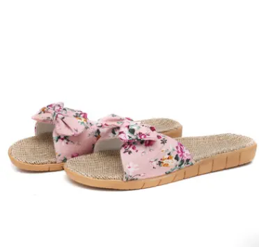 Moda verão e linda linha bowknot sandálias chinelo ao ar livre flip-flops praia sapatos