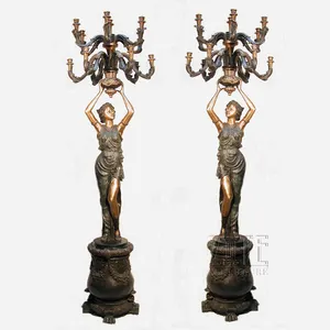 21 years Bronze Foundry brass lamp sculpture of beautiful lady standing