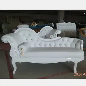 婚礼家具白色豪华欧式贵宾躺椅实木传统古董躺椅，簇绒