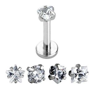 CZ Gemma Con Filettatura Interna 16g Labret Della Vite Prigioniera Tragus <span class=keywords><strong>Piercing</strong></span> Cartilagine <span class=keywords><strong>Orecchino</strong></span> - Product Image 2