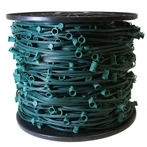 Green Wire 12 In Spacing SPT-1 C7 Stringer Lights 1000 Ft 1000 Candelabra Sockets Spool String Lights