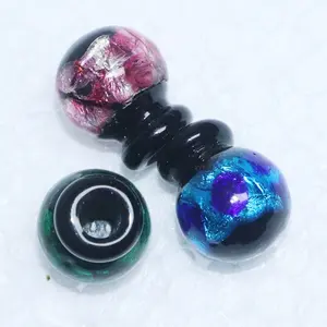 0.5 ml Hollow Ball Round Hand Blown Murano Colorful Dots Foil Essential Oil Perfume Glass Bottle Pendant