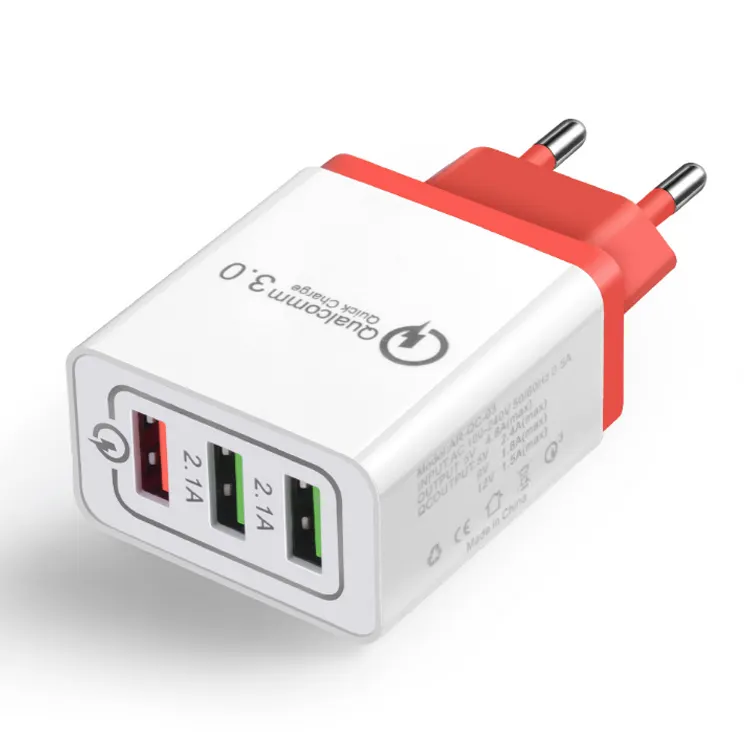 Quick Charge 3.0 Usb Wall Charger 3 Port Qc3.0 Travel Charger With EU US International Plug