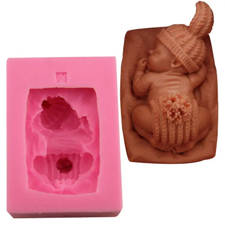 P1327 Funny sleeping baby silicone mold Eco friendly silicone mold cake decoration