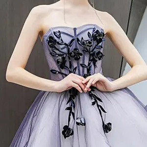 Hermoso Vestido corto de tul sin tirantes, elegante, informal, para boda, damas de honor, para fiesta de noche, 2021