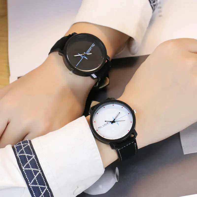 My Love PU Leather Casual Couple Watches Fashion Mens Women Students Simple Quartz Wrist Watch (KWT2133)