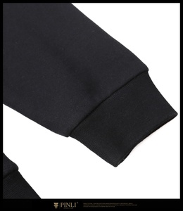 Alta calidad terry francés negro tejido personalizado de impresión de gota hombro y bolsillo canguro streetwear - Product Image 6
