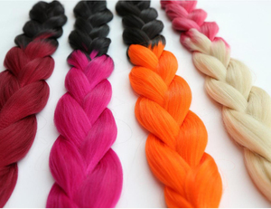 Crochet trenzado Ombre 60 colores <span class=keywords><strong>Kanekalon</strong></span> 24 pulgadas extensión del <span class=keywords><strong>pelo</strong></span> trenzado trenzas de Crochet trenzas Jumbo - Product Image 4