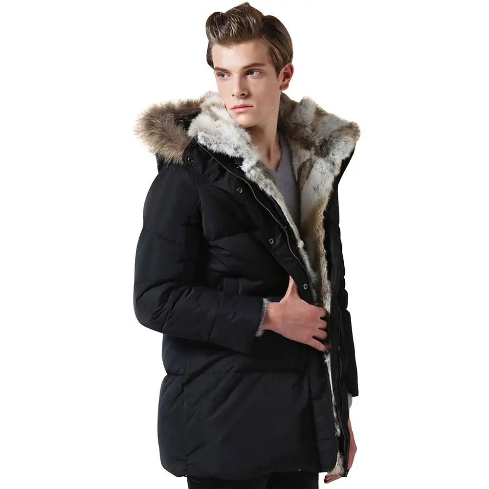 JACKETOWN produttore parka di inverno caldo di spessore giù cappotto di pelliccia trim mens giacche di lusso