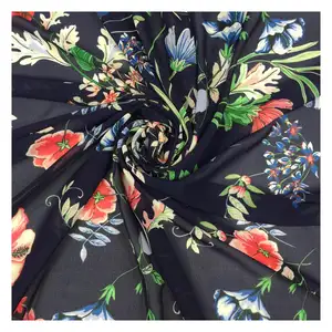 Wholesale tropical pattern digital printing on chiffon fabrics for summer lady dress