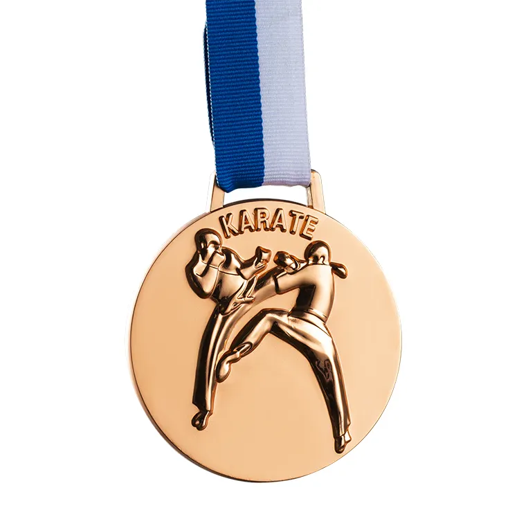 Medalha de metal de karate da forma redonda, design 3d personalizado barato para lembrança