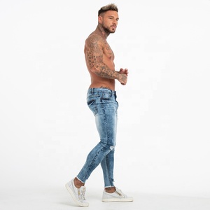 De China al por mayor hombre azul marino cuero elástico Denim Pantalones vaqueros de los <span class=keywords><strong>hombres</strong></span> - Product Image 2
