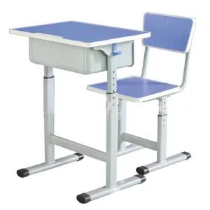 Металлическая классная мебель синий один студент стул с столом