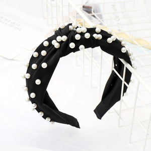 LRTOU Wholesale Korea Fashion Womens Hair Accessories Head Band Custom Women Fabric Tie Knot Pearl <strong>Plastic</strong> <strong>Headband</strong> for Girls - Product Image 5