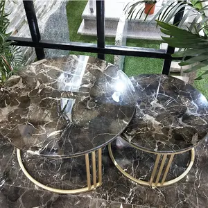 Tavolino da caffè in marmo rotondo nero per soggiorno mobili in pietra levigata quadrato vendita calda in metallo onice moderno 1/-1mm