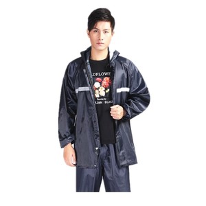 Oxford Cloth 300D <strong>Waterproof</strong> Navy Modern Rainsuit with Reflective Strips and Attached Hood <strong>Overalls</strong> for Fishing - Product Image 2