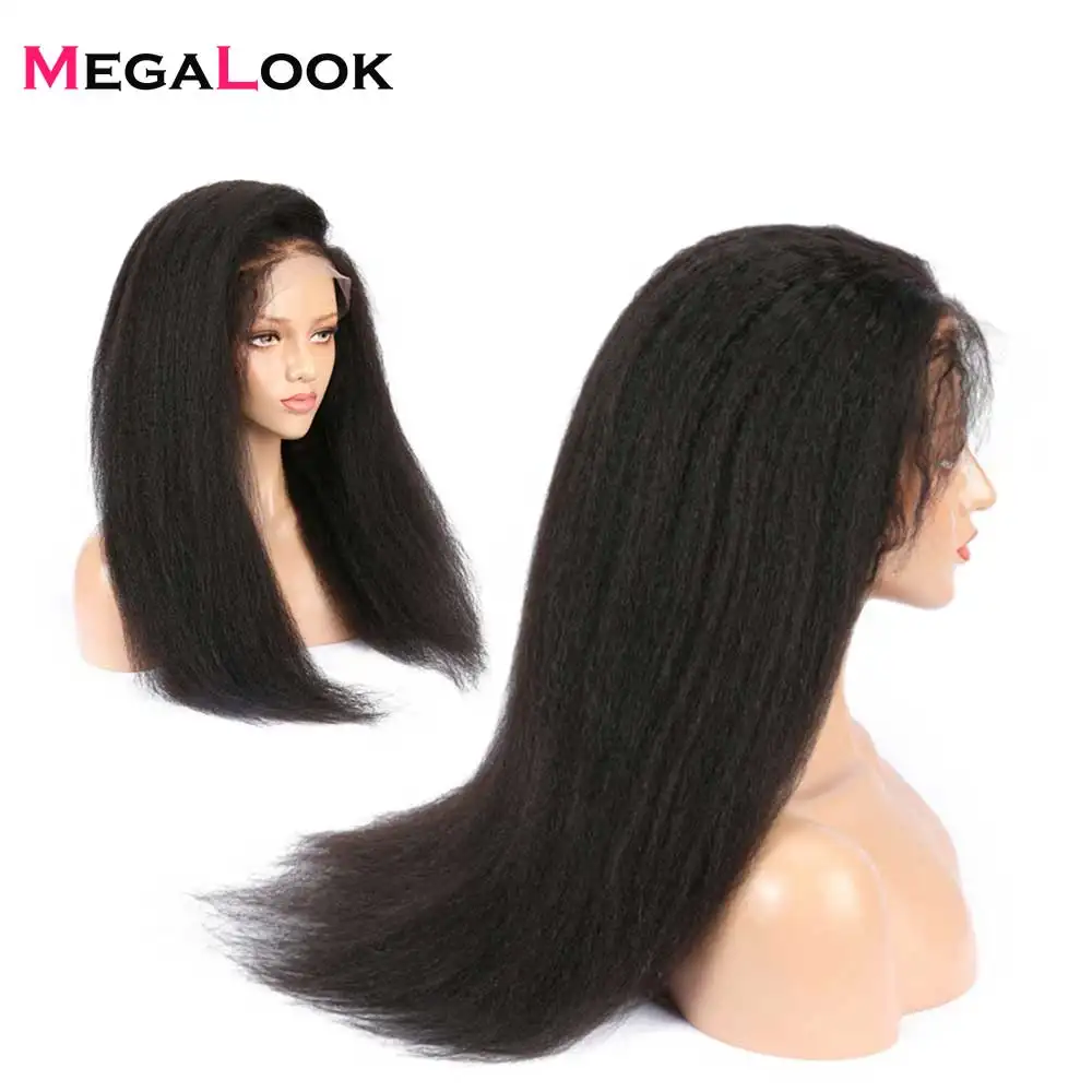 Most Expensive Pre Styled Perruque 36 inch transparent Italian Yaki Full Lace Wig Human Hair