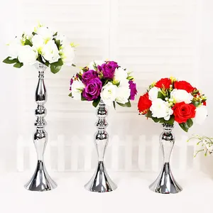 Florero de metal para decorar bodas, mesa de plata, precio de fábrica