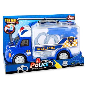 Set mainan truk polisi portabel anak-anak, 7-Piece-termasuk lampu LED, suara, Sirene, borgol, peluit, dan Walkie talkie
