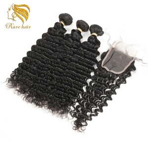 Pelo humano malasio 9A profundo rizado paquete extensión del pelo 4 paquetes brasileño Ángel Trio de la onda del cuerpo - Product Image 5