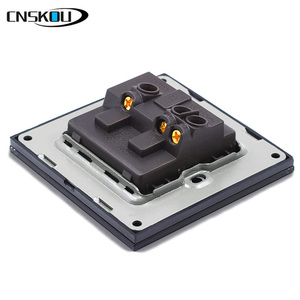 CNSKOU BS Standard 13A Black Tempered Crystal Glass Panel <strong>Single</strong> Wall <strong>Socket</strong> - Product Image 5