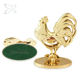 Crystocraft - Escultura de Gallo del Horóscopo Chino, 12 Signos del Zodiaco, Chapado en Oro de 24k, Sin Plomo, Cristales Grabados con Láser, Feng Shui - Product Image 2