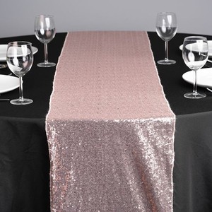 Beaded <strong>Table</strong> Cloth Custom <strong>Silver</strong> Sequin Wedding <strong>Table</strong> <strong>Runners</strong> - Product Image 4