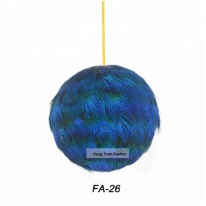 Chirtsmas decorations colorful feather hanging ornament peacock feather ball - Product Image 5