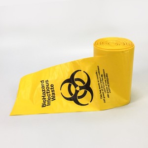 De plástico PE amarillo primera ayuda médica bolsa de residuos infecciosas de emergencia autoclavable bolsa de riesgo biológico - Product Image 1