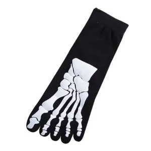 Punk Rock Unisex 3D stampa terrore scheletro punta Hip Hop spaventoso cranio five finger odd sox osso breve calze di cotone uomini