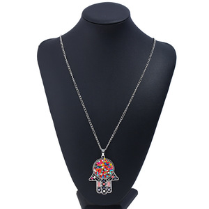 Mode Vintage En Alliage Collier Pendentif Main Hamsa Couleurs Misérables Collier Pour <span class=keywords><strong>Les</strong></span> Femmes - Product Image 4